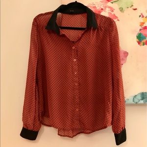 Mine - Sheer Polka Dot Blouse - Size Large